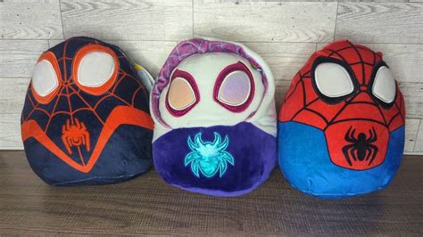 SUPER SOFT - Made from incredibly cozy- polyester fiber, these squishy toys have a marshmallow-like texture that's pillow-soft. . Spiderman squishmallows